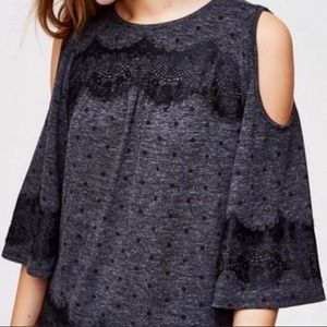 Loft grey and black polka dot shirt